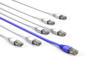 RJ45 Ethernet Cables on white background clipart