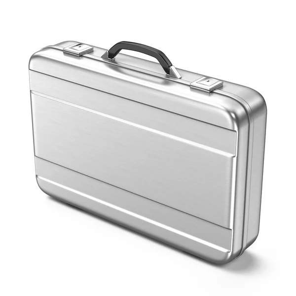 Metallic suitcase on white background — Stock Photo, Image