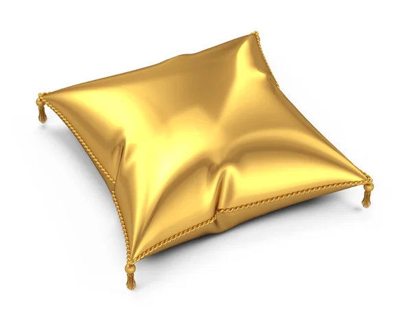 Almohada dorada sobre fondo blanco — Foto de Stock