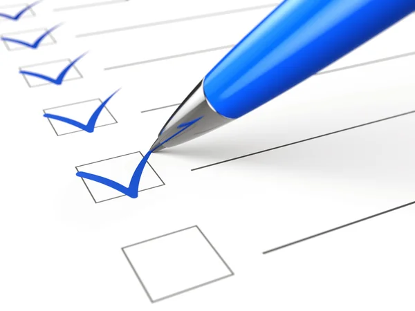 Checklist, carta e penna Immagine Stock