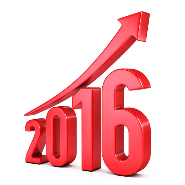 Red 2016 year with arrow up — Stock Photo, Image