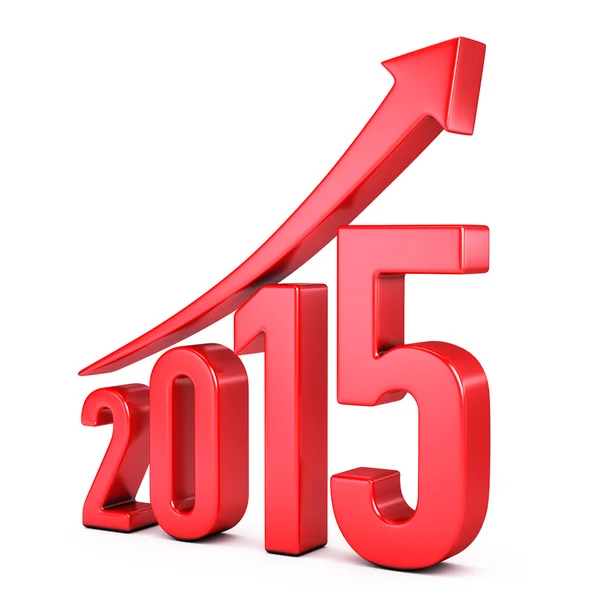 Red 2015  year with arrow up — Stock Photo, Image