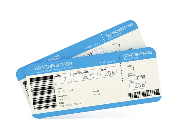 Dos boletos de tarjeta de embarque de aerolínea — Foto de Stock