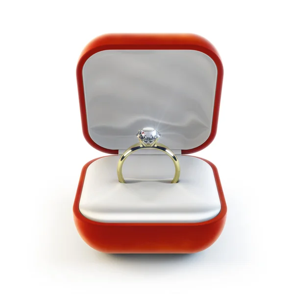 Anel de diamante no branco — Fotografia de Stock