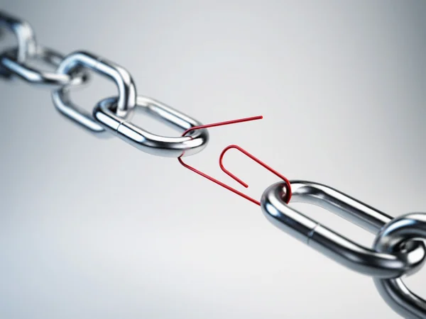 Chrome chain with clip — Stock Photo, Image