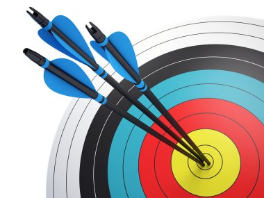 Arrows hitting center of target clipart