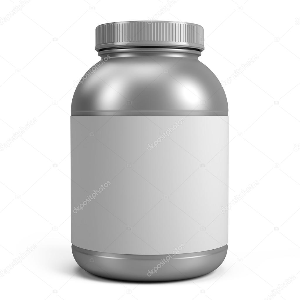 Silver Can of protein or gainer powder