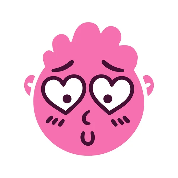 Abstraktes Rundes Gesicht Mit Verliebten Emotionen Peinlicher Emoji Avatar Porträt — Stockvektor