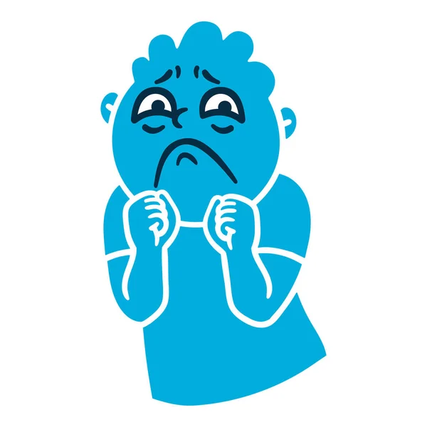 Man Sad Emotions Sorrow Emoji Avatar Portrait Upset Person Cartoon — Stock Vector