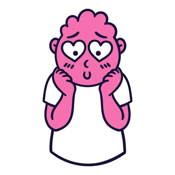 Egy Férfi Szerelmes Érzelmekkel Zavarba Ejtő Emoji Avatár Egy Zavarodott — Stock Vector