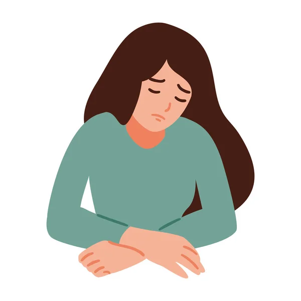 Eine Frau Hat Kopfschmerzen Mädchen Spüren Angst Und Depression Konzept — Stockvektor
