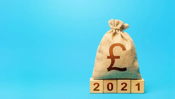 Libra Esterlina Britânica Saco Dinheiro Blocos 2021 Planejamento Orçamento Para — Fotografia de Stock