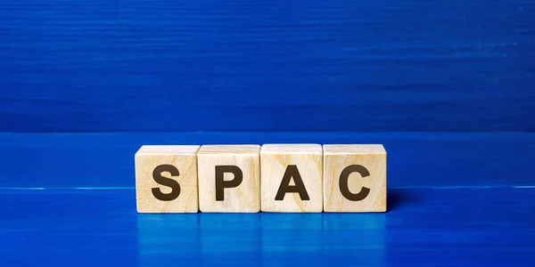 Wooden Blocks Word Spac Special Purpose Acquisition Company Simplified Listing — Stock Photo, Image