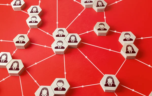Мережа Підключених Людей Спілкуватися Між Робочими Групами Мережевий Язок Компанії — стокове фото
