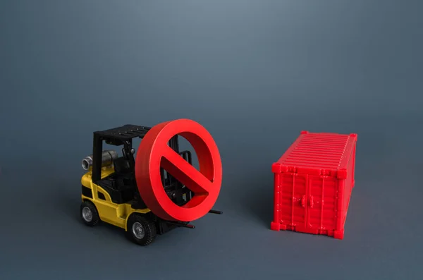 Forklift Işaretsiz Konteynır Taşır Küresel Konteynır Sıkıntısı Lojistik Problemler Thalat — Stok fotoğraf