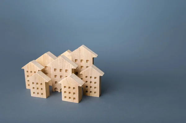 Viele Hochhäuser Aus Holz Viele Häuser Bezahlbarer Wohnraum Stadtforschung Und — Stockfoto