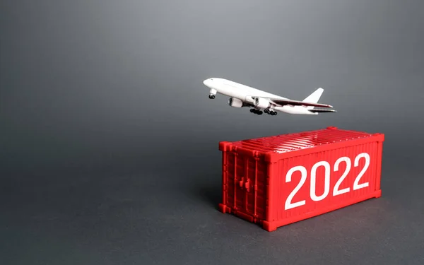 Avión Contenedor 2022 Años Pronóstico Analítico Del Tráfico Mercancías Próximo — Foto de Stock