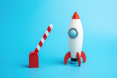 Roket ateşleme ve trafik bariyerini açın. İş başlatma izni. Yatırım ya da proje finansmanı. Yeni başlangıçlar, hareket özgürlüğü ve yatırım onayı. Girişim yenilik finansmanı, girişimcilik