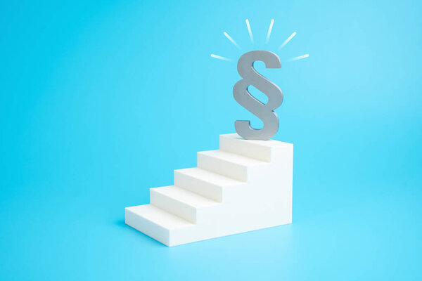 A symbol of law and order at the top of the stairs. Rule of law. Justice. Legal clarity, structural hierarchy, societal stability, and public governance. Policy reform