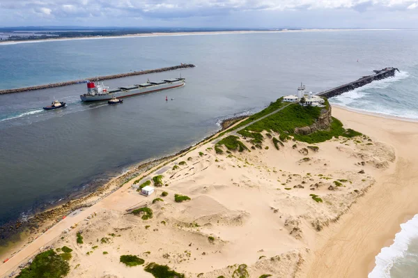 Großes Ozean Kohleschiff Verlässt Newcastle Harbour Nsw Australien Newcastle Ist — Stockfoto