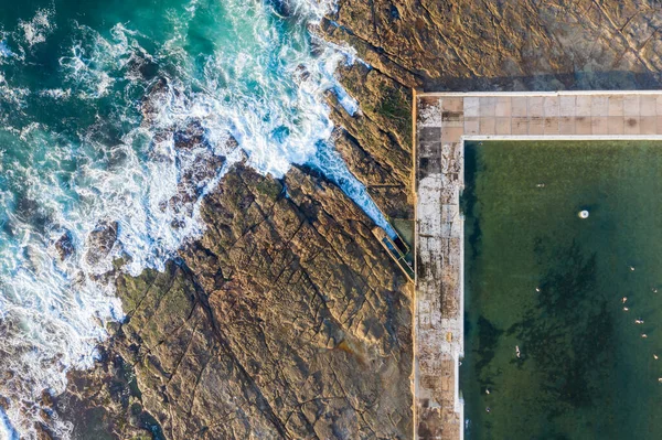 Luftaufnahme Der Newcastle Ocean Baths Newcastle Nsw Australien Von Oben — Stockfoto