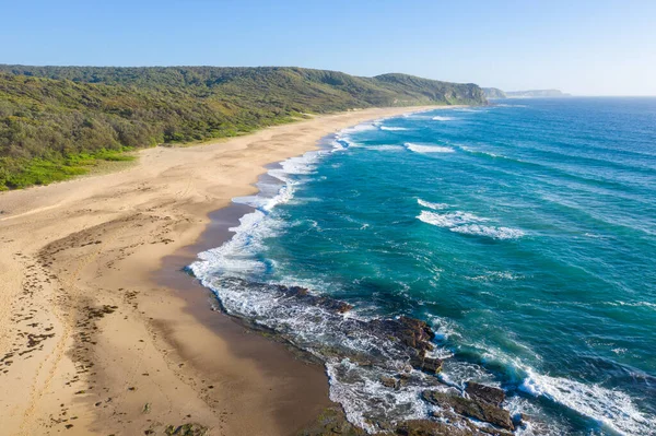 Вид Воздуха Пляж Дадли Ньюкасле Новая Зеландия Ньюкасл Является Крупным Стоковое Изображение