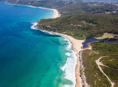 Burwood ve Dudley plaj hava manzarası - Newcastle NSW Avustralya