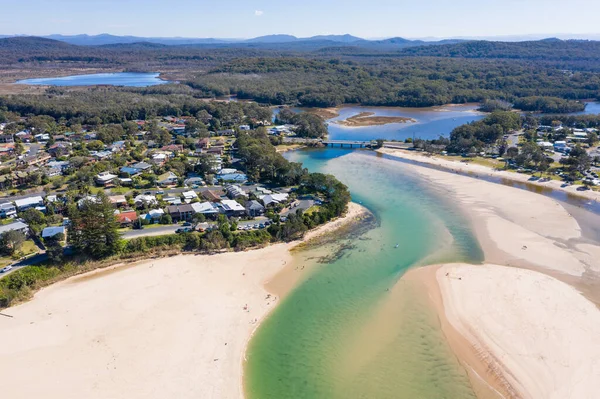 Vue Aérienne Lac Cathie Sur Nouvelle Galles Sud Milieu Côte — Photo