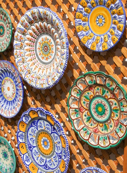 Group Painted Ceramic Plates Cordoba Spain — Stock Photo, Image