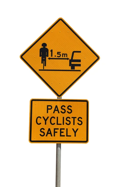 Cycling Safety Sign Isolated on white — Stock Photo, Image