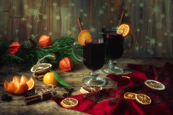 Noël Nature Morte Avec Vin Chaud — Photo