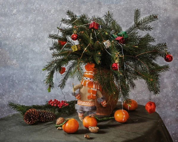 Jul Och Nytt Gratulationskort — Stockfoto