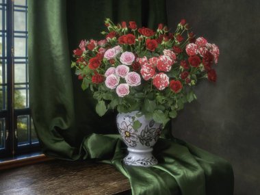 Çok renkli güllerle dolu harika bir hayat