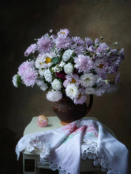 Natura Morta Con Splendido Bouquet Fiori Giardino — Foto Stock