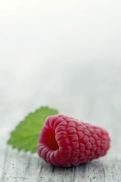 Rote Himbeere auf einem hölzernen Vintage-Hintergrund — Stockfoto