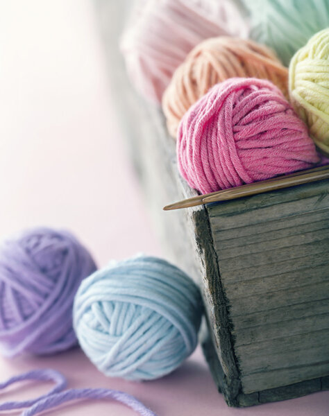 Pastel color yarn balls