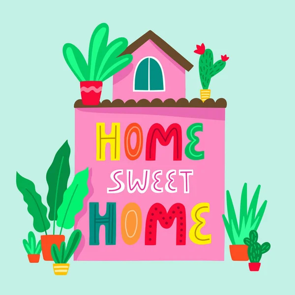 Słodki Dom Rodzinny Napisem Home Sweet Home Domek Letniskowy Piękną — Wektor stockowy