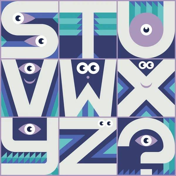 Monster lettertype s t u v w x y z — Stockvector