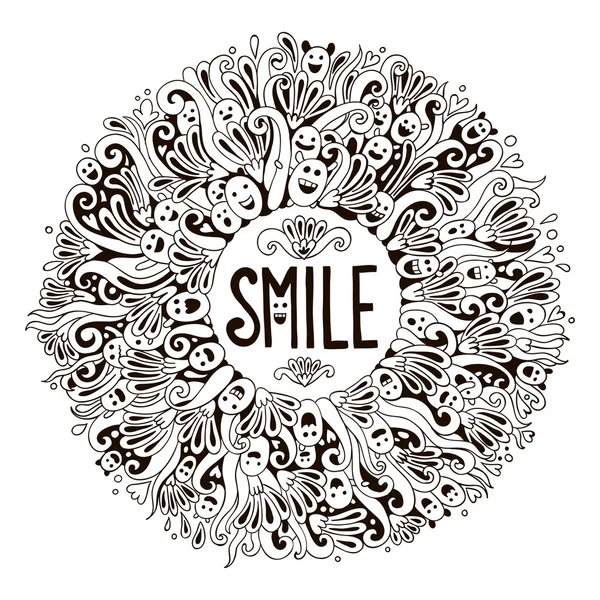 Modelo de convite ou cartão postal com palavra SMILE — Vetor de Stock