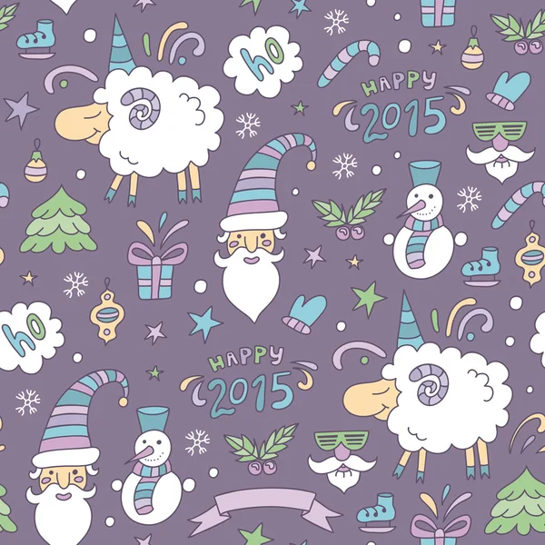 Patrón de Navidad de colores sin costura con ovejas — Vector de stock