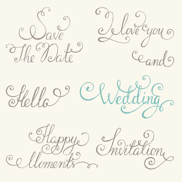 Vintage wedding lettering set — Stock Vector