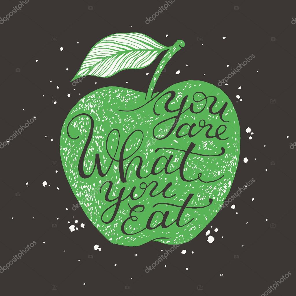 Retro quote You are what you eat — Stock Vector © piyacler 78240514