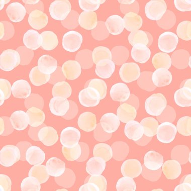 Mercan zemin üzerinde suluboya açık kırmızı ve sarı fırça darbeleriyle kusursuz desen