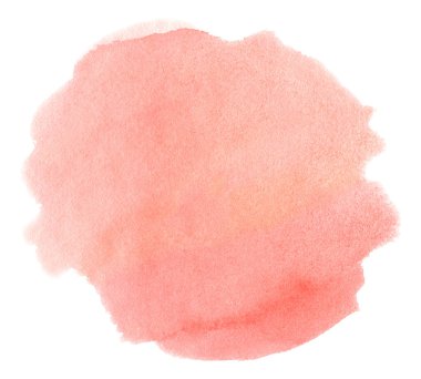 Beyaz zemin üzerinde lekeler olan soyut açık kırmızı suluboya fırça darbesi