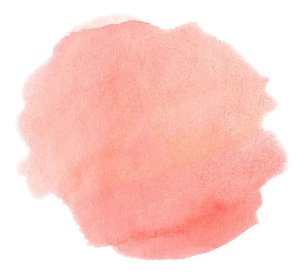 Beyaz zemin üzerinde lekeler olan soyut açık kırmızı suluboya fırça darbesi