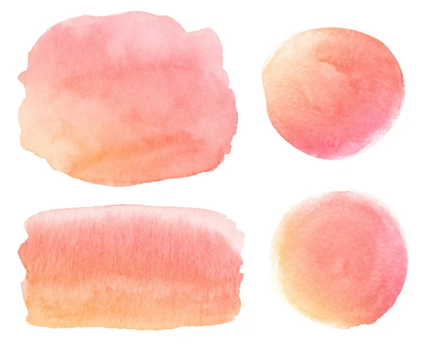 Collection Abstract Light Red Yellow Watercolor Brush Strokes Stains White — Stock Photo, Image