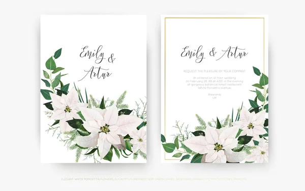 Luxe Hiver Saison Mariage Floral Invitation Carte Design Fleur Poinsettia — Image vectorielle