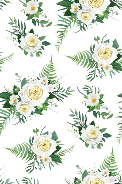 Elegant Vector Watercolor Floral Seamless Pattern Wallpaper Background Decorative Texture — Stock Vector