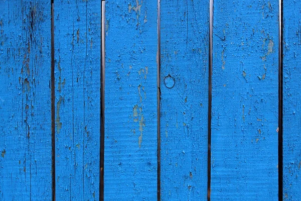 Painted Blue Wood Fence Charred Paint — Stock Photo, Image