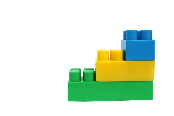 Construtor Brinquedos Multicolorido Brilhante Fundo Isolado Branco Para Entreter Crianças — Fotografia de Stock